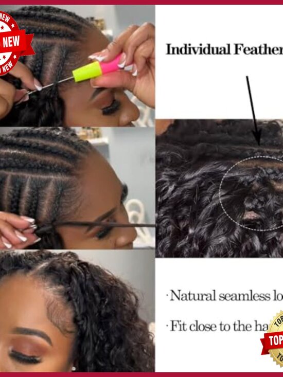Human Hair Crochet Extensions 18in Pre-Separated Curly for Braiding Twist main image 4